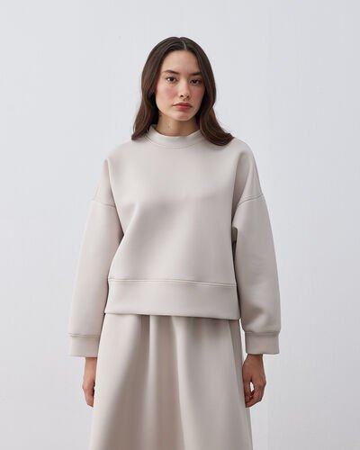 Puf Oversize Mini Sweat Bej 