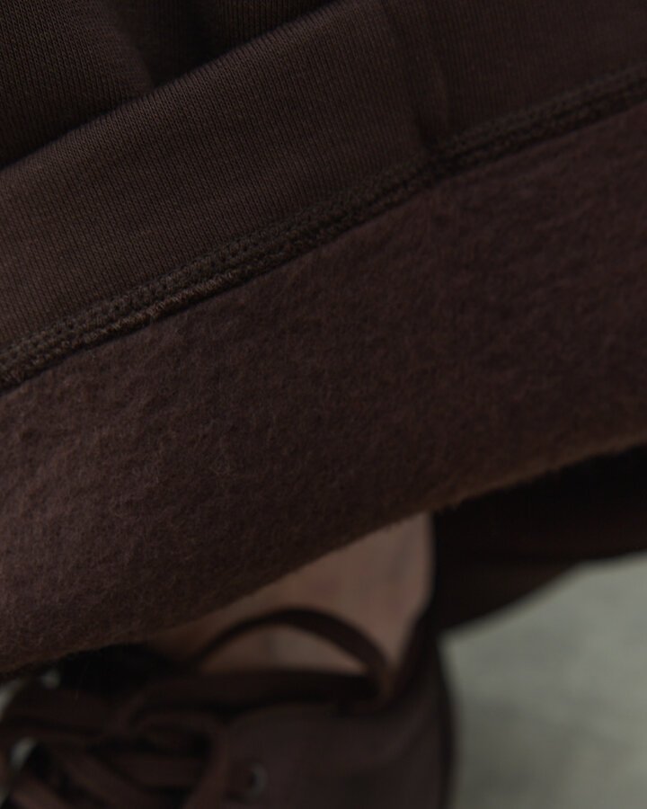 Şardonlu Üç İplik Wide Leg Bol Eşofman Altı Acı Kahve - (1)