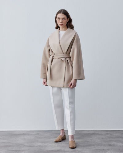 Şal Yaka Kaban Bej - Aybikestil (1)