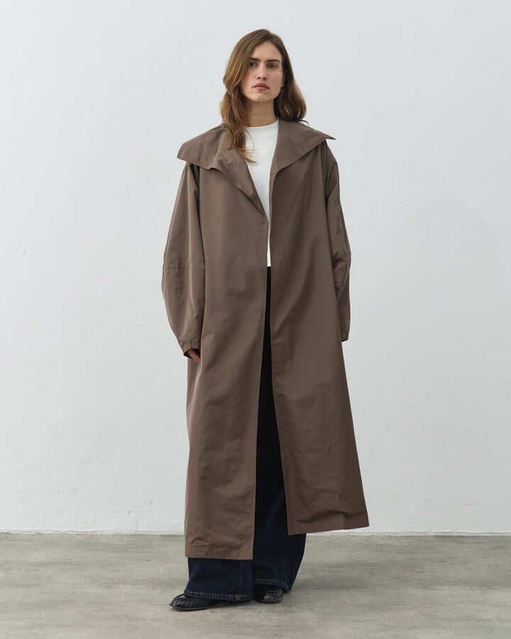 Salaş Yarasa Balon Kol Uzun Trençkot Haki - Aybikestil (1)