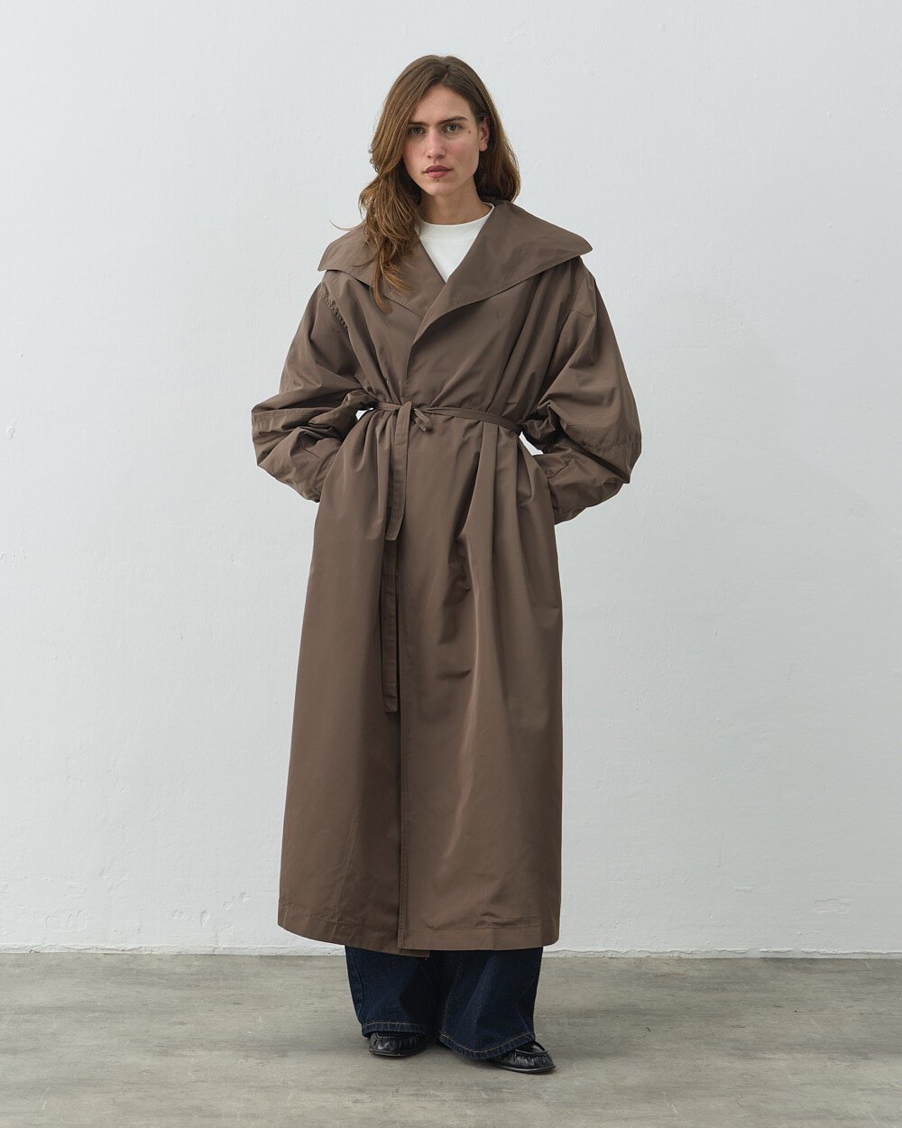 Salaş Yarasa Balon Kol Uzun Trençkot Haki - Aybikestil