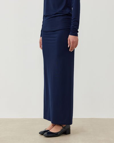 Sandy Düz Dar Uzun Kalem Etek Lacivert - Aybikestil (1)