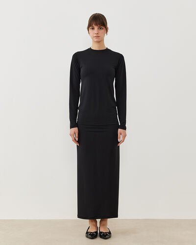 Sandy Düz Dar Uzun Kalem Etek Siyah - Aybikestil (1)