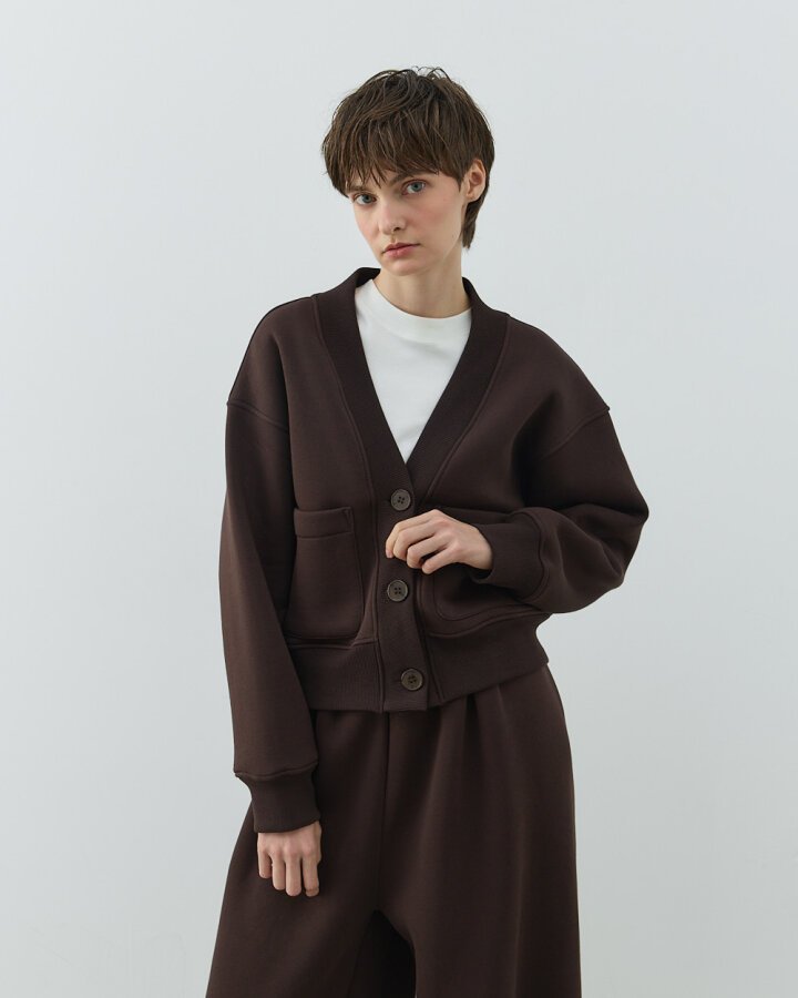 Şardonlu Üç İplik Cepli Hırka Acı Kahve - Aybikestil (1)