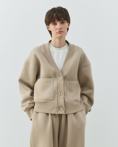 Şardonlu Üç İplik Cepli Hırka Taş 