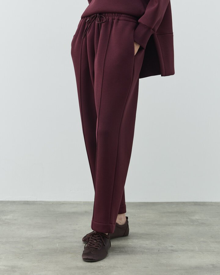 Şardonlu Üç İplik Lastikli Havuç Eşofman Altı Bordo - Aybikestil (1)