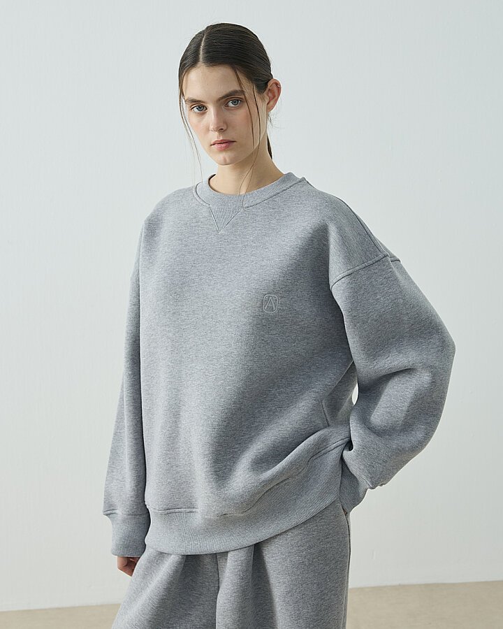 Şardonlu Üç İplik Must Have Sweat Gri Melanj - (1)