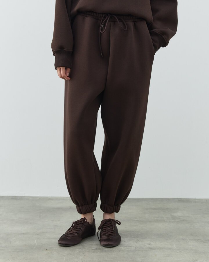 Şardonlu Üç İplik Paçası Lastikli Jogger Eşofman Altı Acı Kahve - (1)