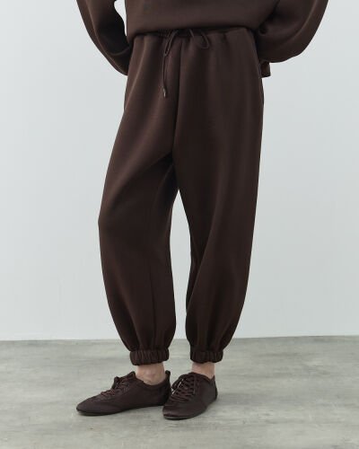Şardonlu Üç İplik Paçası Lastikli Jogger Eşofman Altı Acı Kahve 