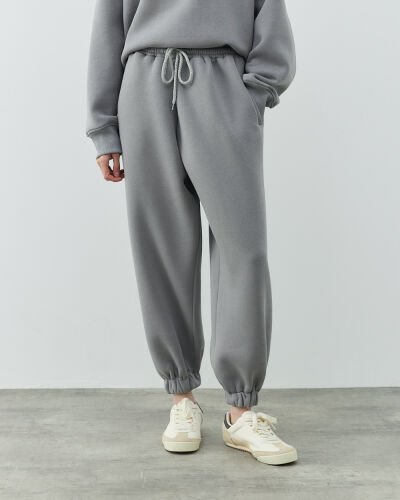 Şardonlu Üç İplik Paçası Lastikli Jogger Eşofman Altı Gri 