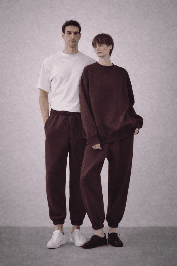 Şardonlu Üç İplik Paçası Lastikli Jogger Eşofman Altı Çift Seti Bordo - 