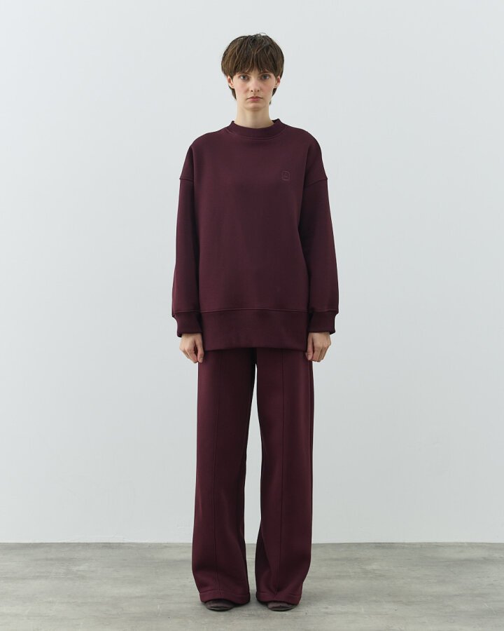 Şardonlu Üç İplik Straight Fit Nervürlü Eşofman Altı Bordo - Aybikestil (1)