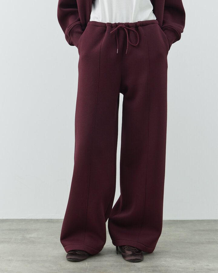 Şardonlu Üç İplik Straight Fit Nervürlü Eşofman Altı Bordo - Aybikestil (1)