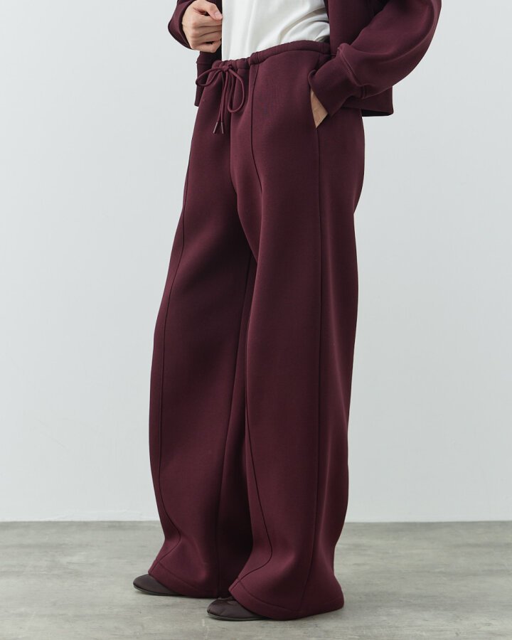 Şardonlu Üç İplik Straight Fit Nervürlü Eşofman Altı Bordo - Aybikestil (1)