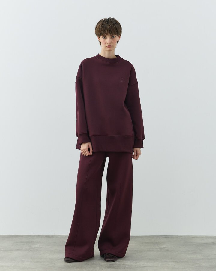 Şardonlu Üç İplik Yanı Ribanalı Stil Sweatshirt Bordo - Aybikestil (1)