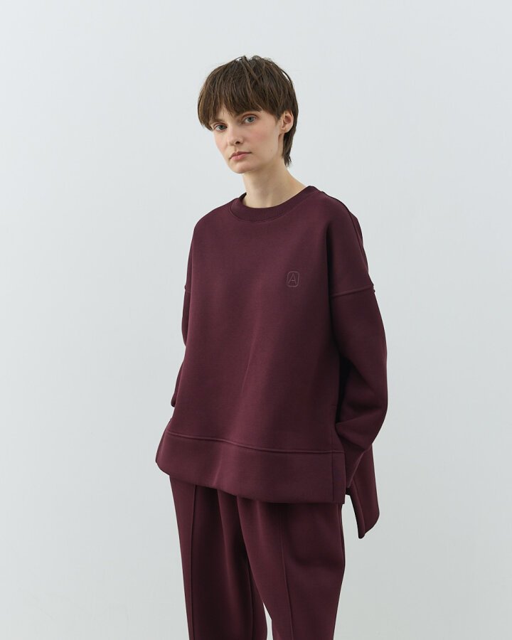 Şardonlu Üç İplik Yırtmaçlı Sweat Bluz Bordo