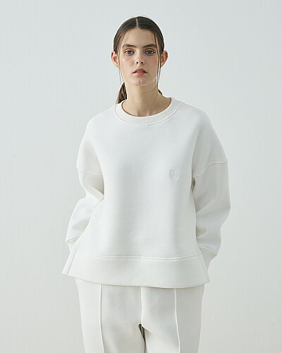 Şardonlu Üç İplik Yırtmaçlı Sweat Bluz Ekru 