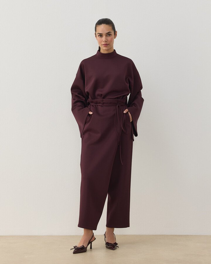 Scuba Fold Pantolon Bordo