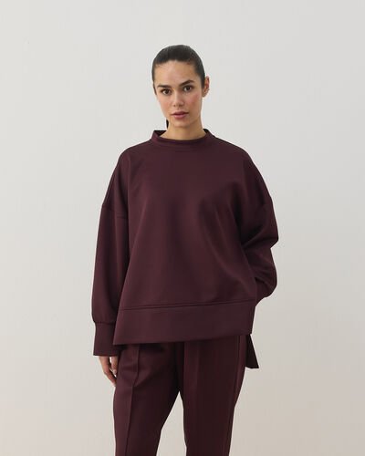 Scuba Yandan Yırtmaçlı Sweat Bluz Bordo 