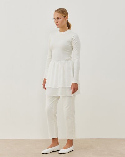 Şifon Fonksiyonel Katlı İçlik Etek Ekru - Aybikestil (1)