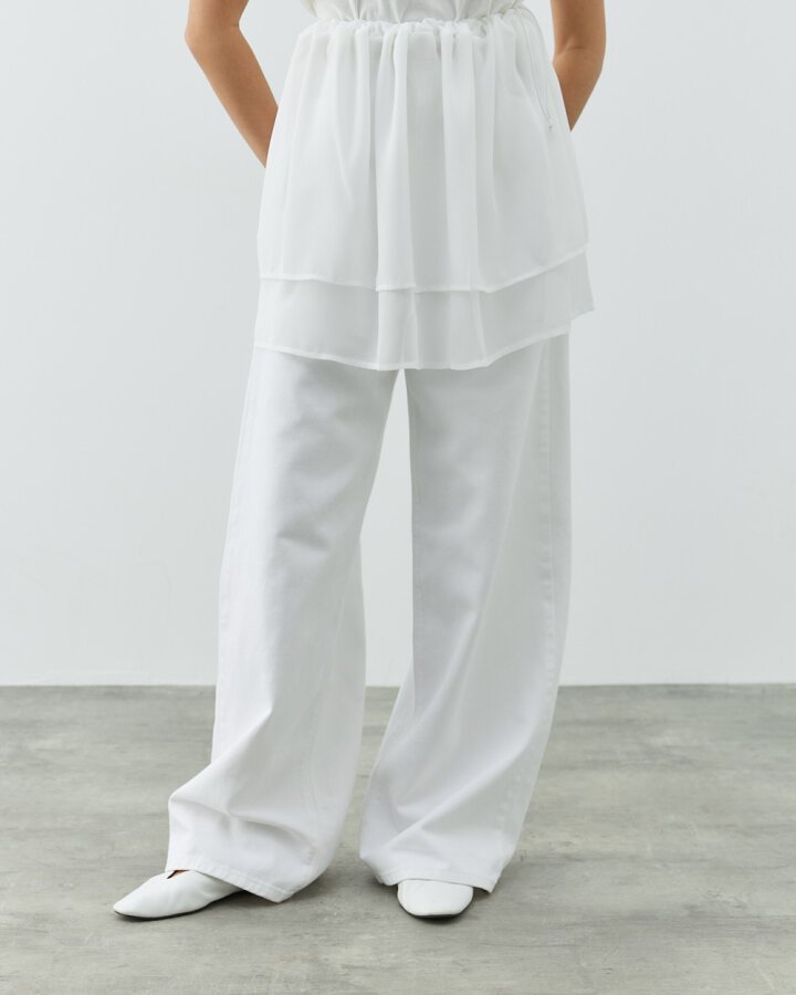 Şifon Fonksiyonel Katlı İçlik Etek Ekru - Aybikestil (1)