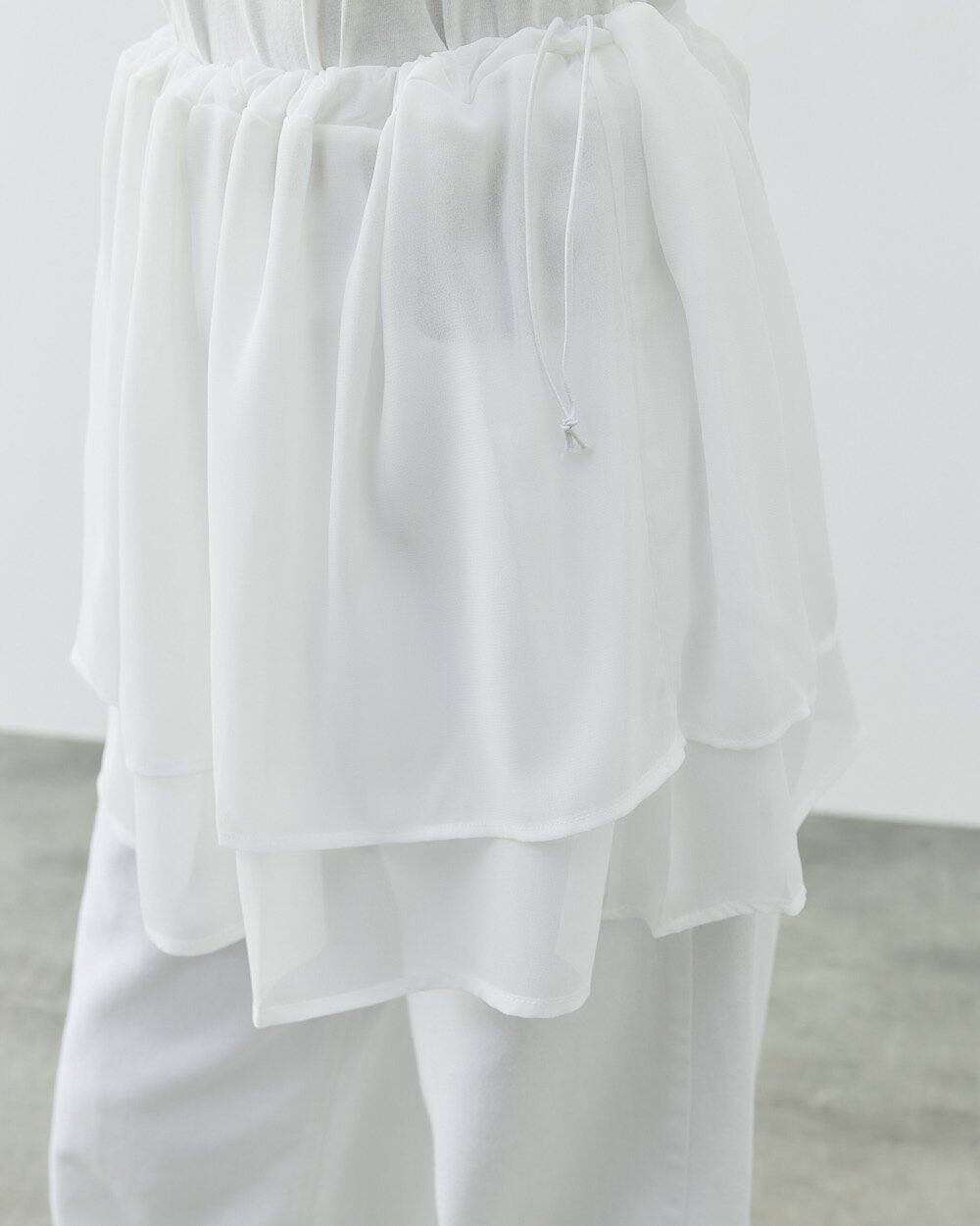 Şifon Fonksiyonel Katlı İçlik Etek Ekru - Aybikestil