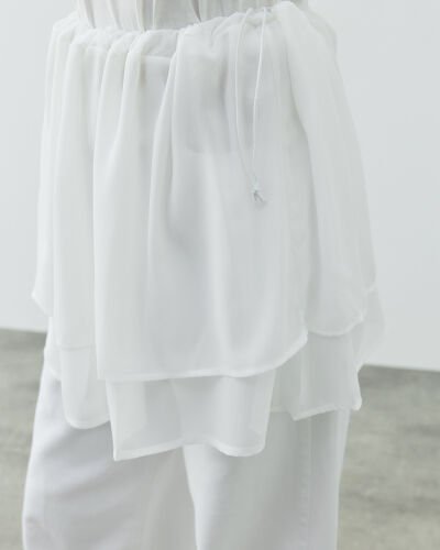 Şifon Fonksiyonel Katlı İçlik Etek Ekru 