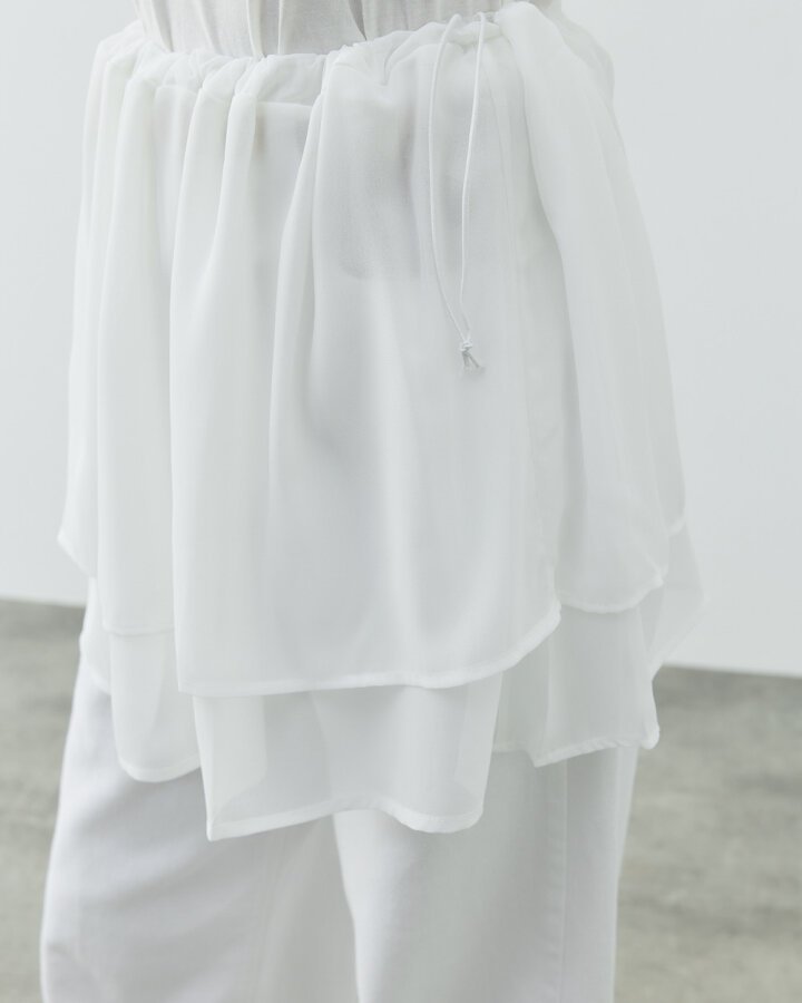 Şifon Fonksiyonel Katlı İçlik Etek Ekru - Aybikestil