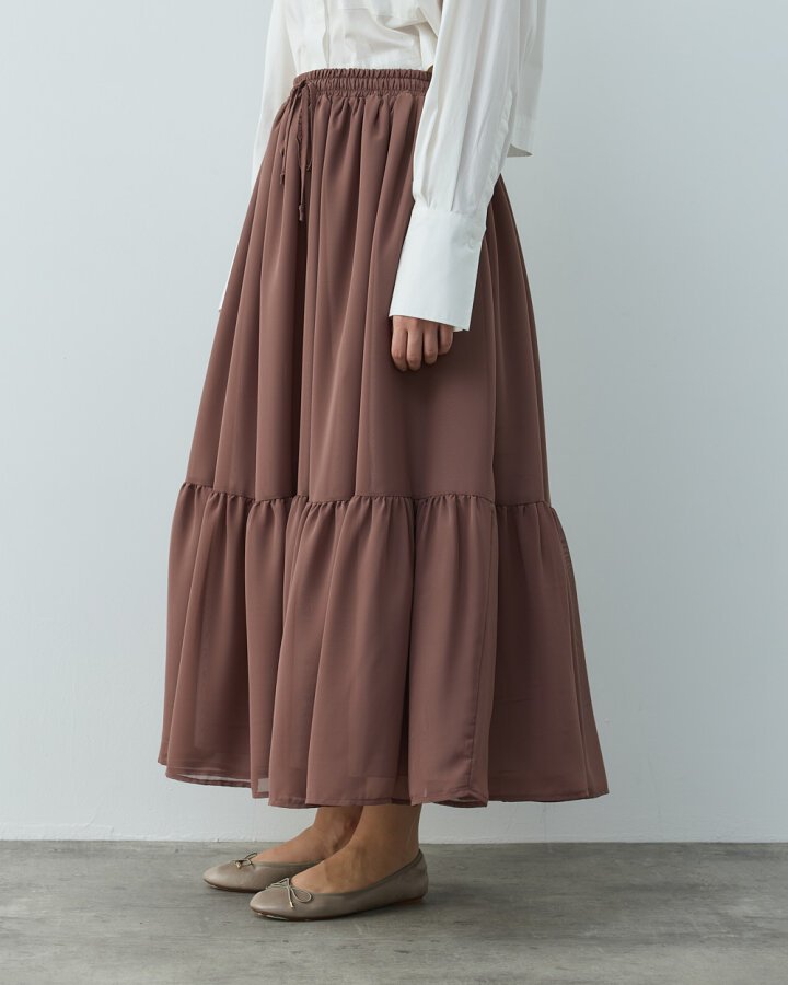 Şifon Tek Büzgülü Etek Tozlu Mürdüm - Aybikestil (1)