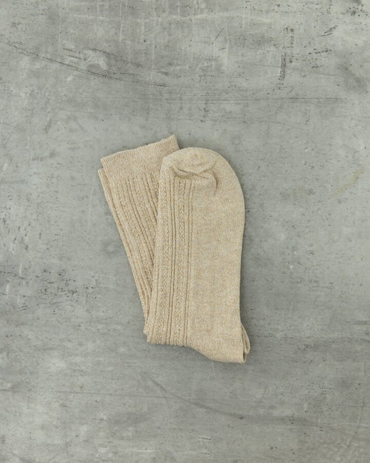 Simli Fitilli Çorap Gold - (1)