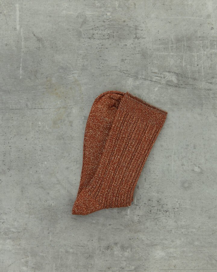 Simli Fitilli Çorap Terra Cotta - (1)