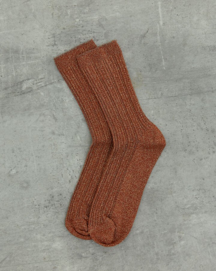 Simli Fitilli Çorap Terra Cotta - 