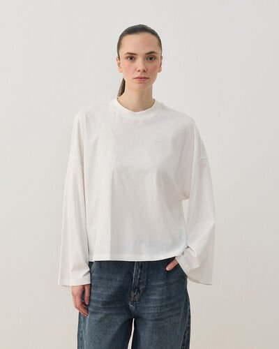 Süprem Crop Kimono Kısa Bluz Ekru 