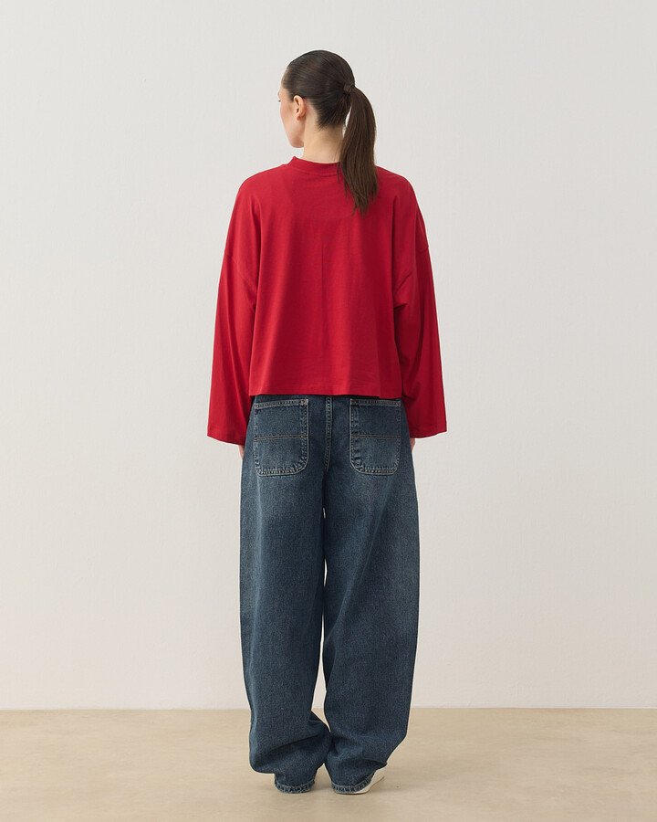 Süprem Crop Kimono Kısa Bluz Kırmızı