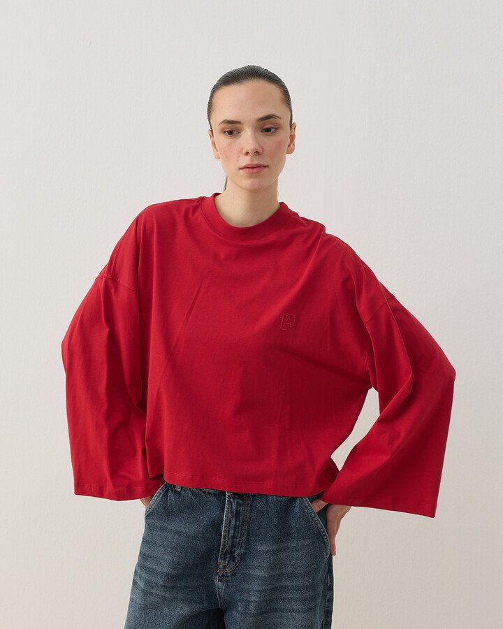 Süprem Crop Kimono Kısa Bluz Kırmızı