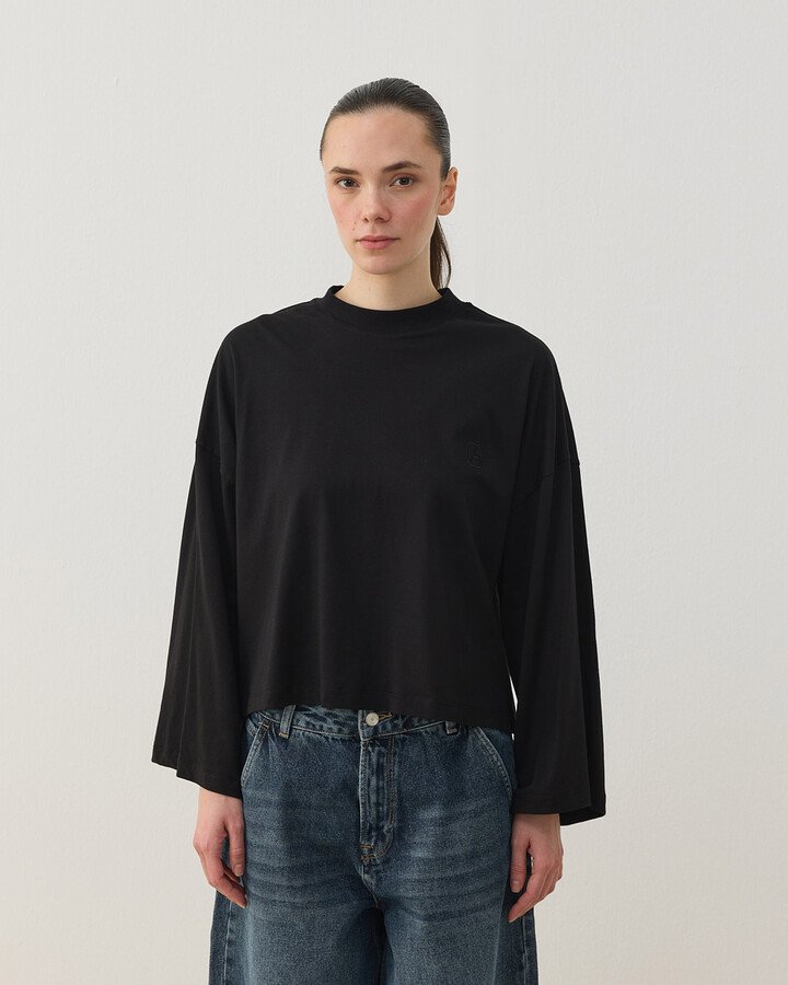 Süprem Crop Kimono Kısa Bluz Siyah