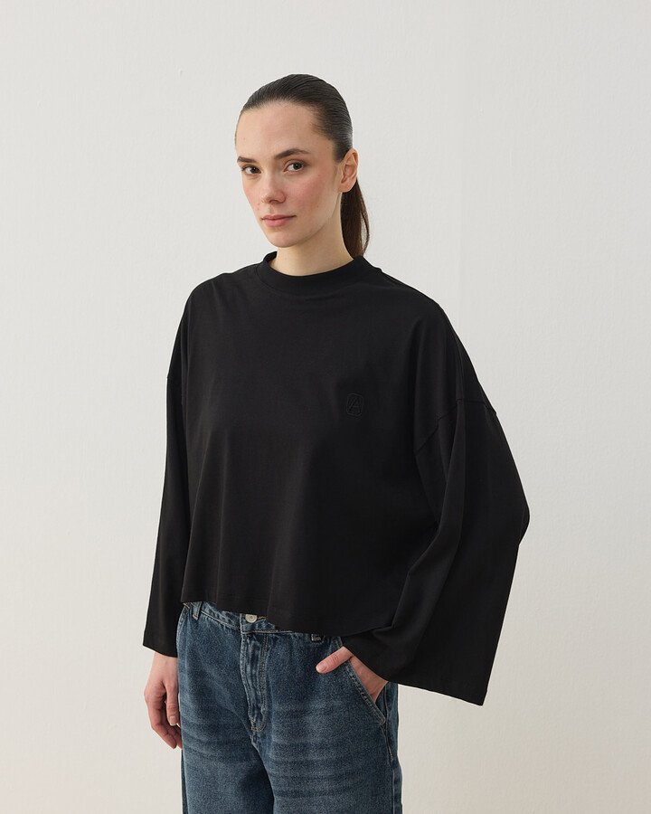Süprem Crop Kimono Kısa Bluz Siyah