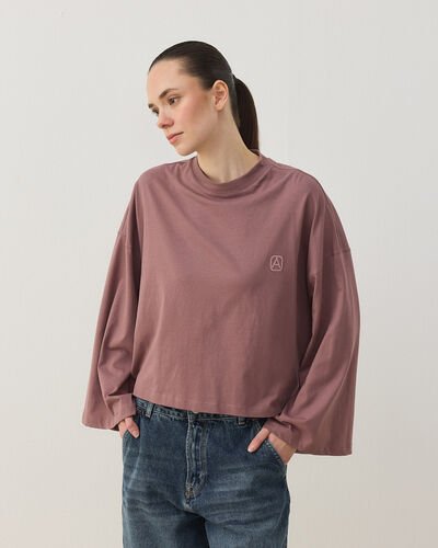 Süprem Crop Kimono Kısa Bluz Tozlu Mürdüm 