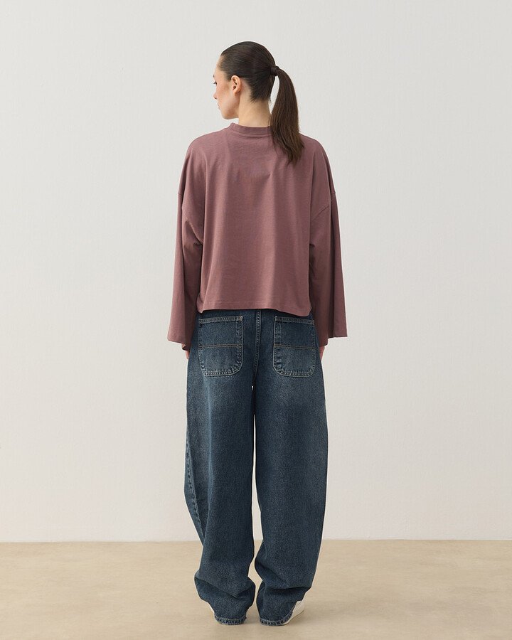 Süprem Crop Kimono Kısa Bluz Tozlu Mürdüm
