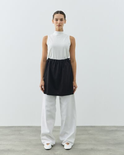 Süprem Fonksiyonel Yırtmaçlı İçlik Etek Siyah - Aybikestil (1)