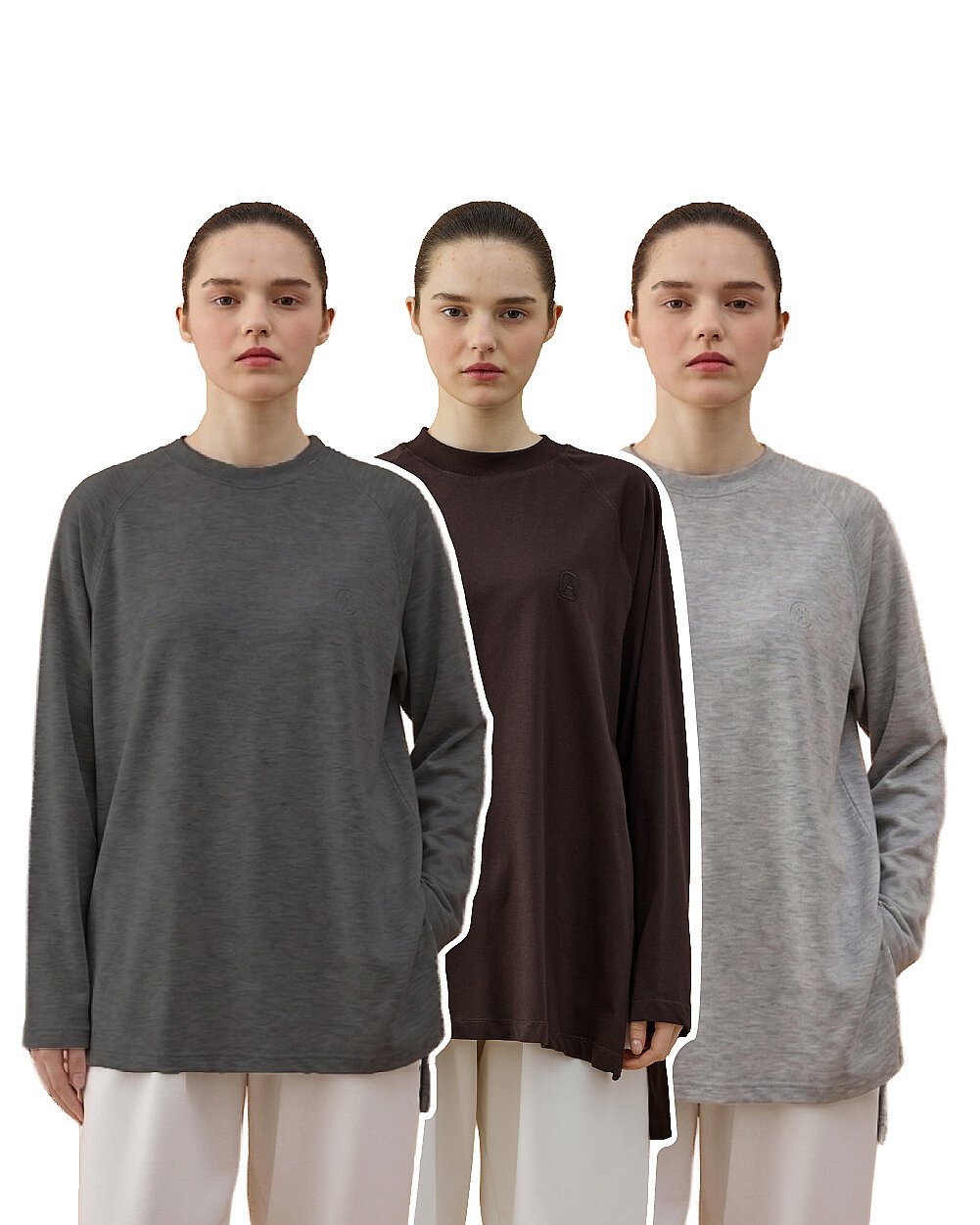 Süprem Relax Bluz 3'Lü Paket Antrasit-Kahve-Gri Melanj - Aybikestil