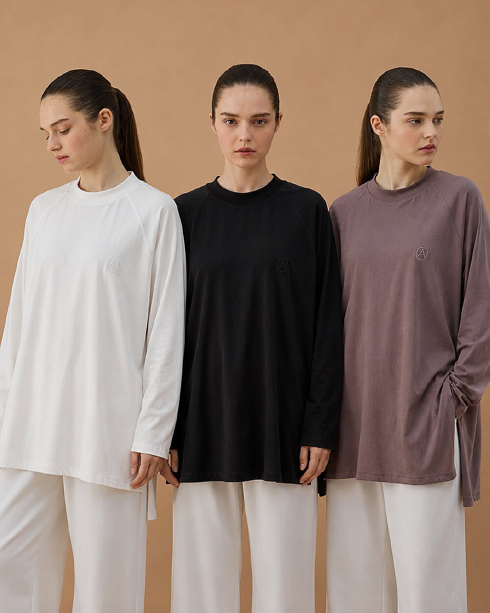 Süprem Relax Bluz 3'Lü Paket Ekru-Siyah-Menekşe - Aybikestil