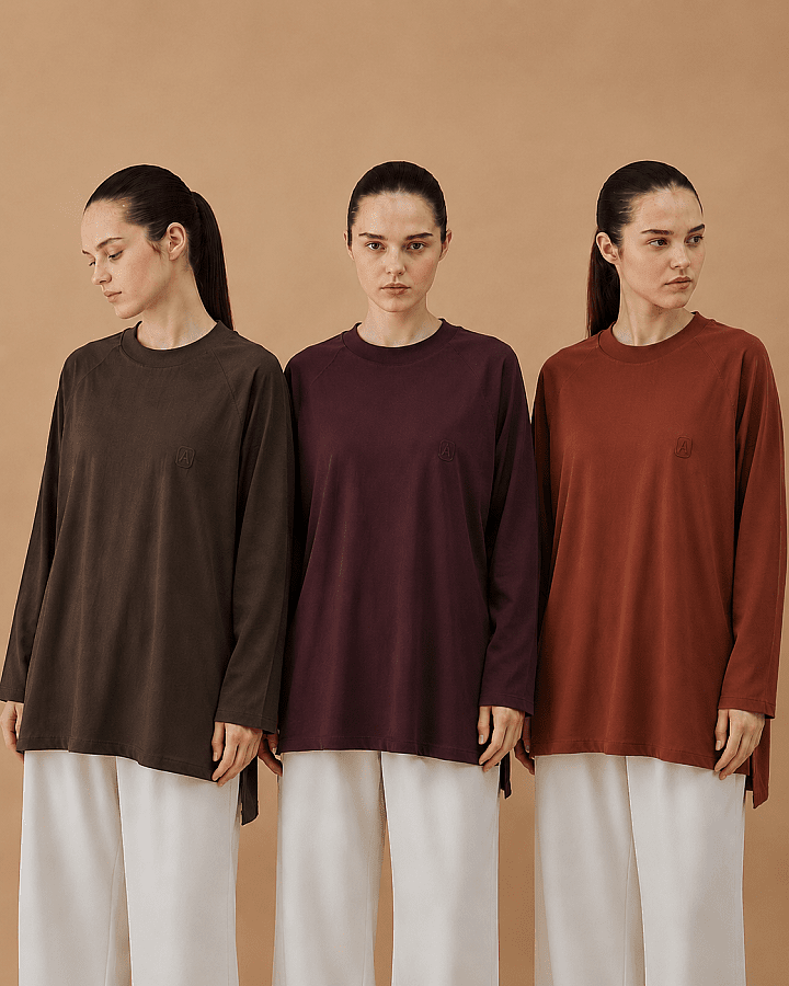 Süprem Relax Bluz 3'Lü Paket Kahve-Mürdüm-Terra Cotta