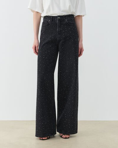 Taşlı Baggy Fit Jean Füme 