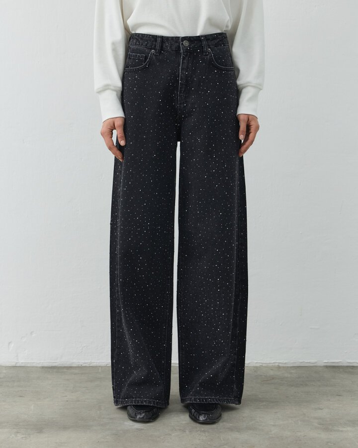 Taşlı Baggy Fit Jean Füme - Aybikestil