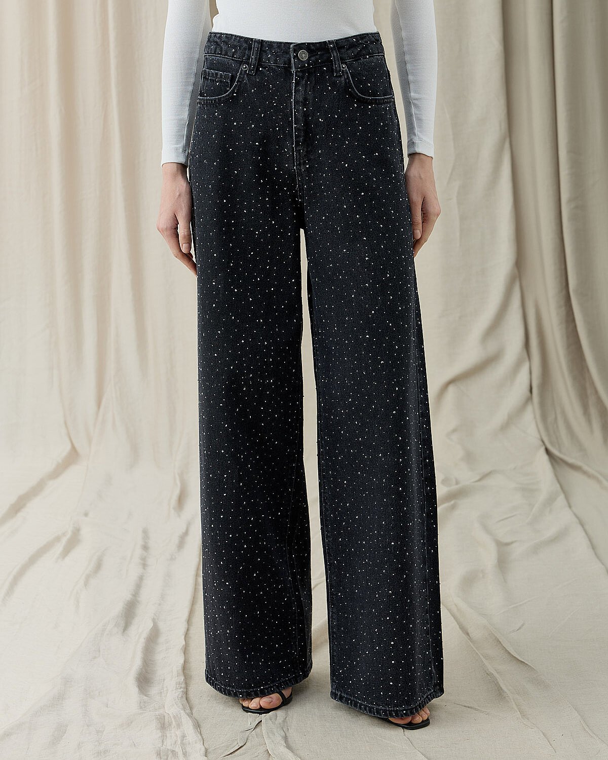 Taşlı Baggy Fit Jean Füme - Aybikestil