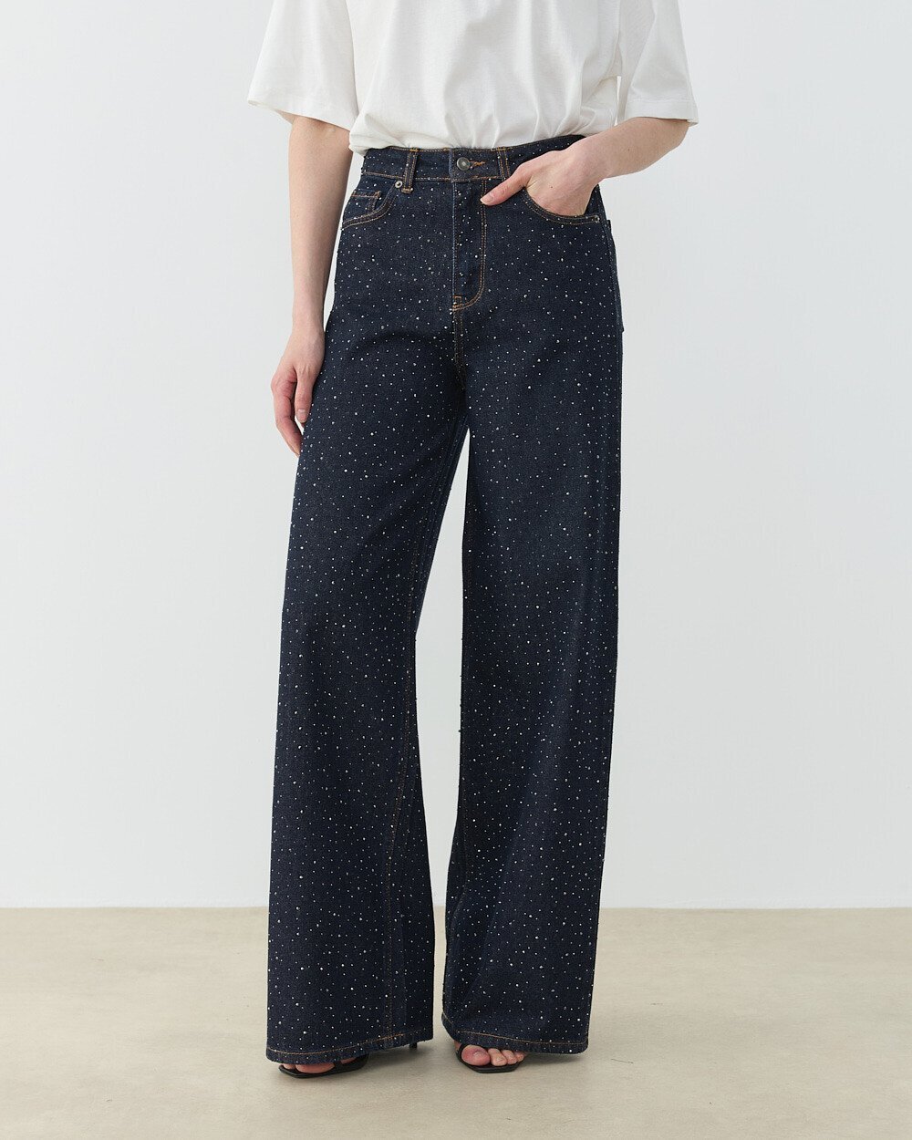 Taşlı Baggy Fit Jean Lacivert - Aybikestil