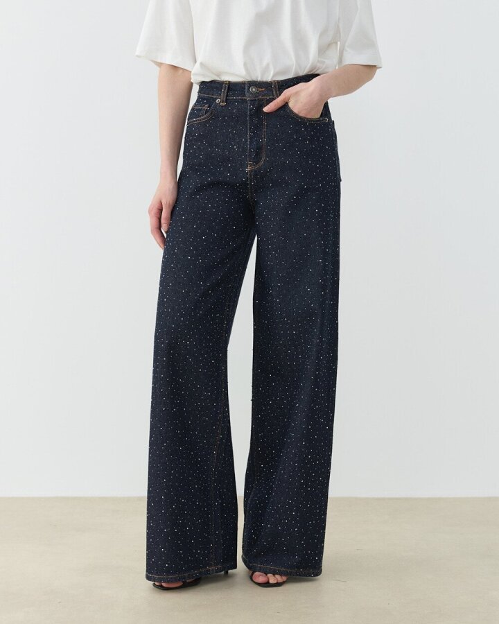 Taşlı Baggy Fit Jean Lacivert - Aybikestil