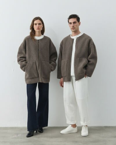 Teddy Fermuarlı Cepli Ceket Çift Paket Vizon 