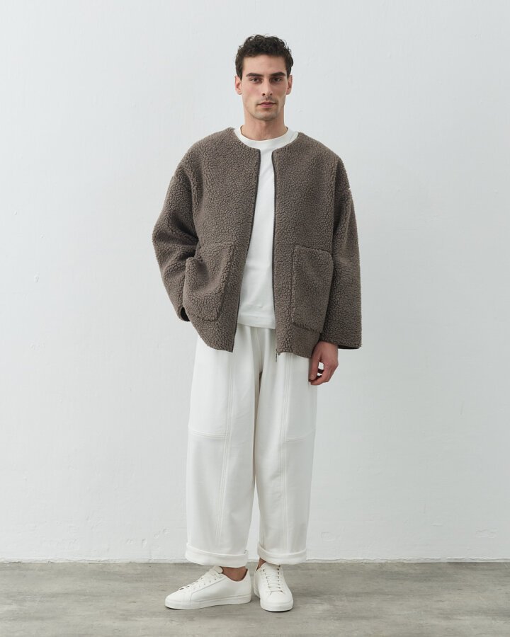 Teddy Fermuarlı Cepli Ceket Çift Paket Vizon - Aybikestil (1)